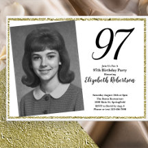 97º Personalizado Foto Branco e Dourado 