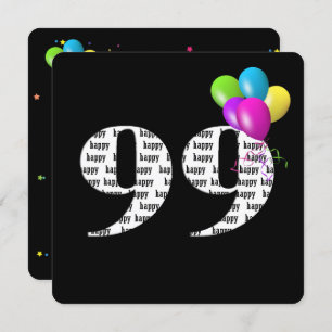 Convites 99ª Festa de aniversário com grupo de balão