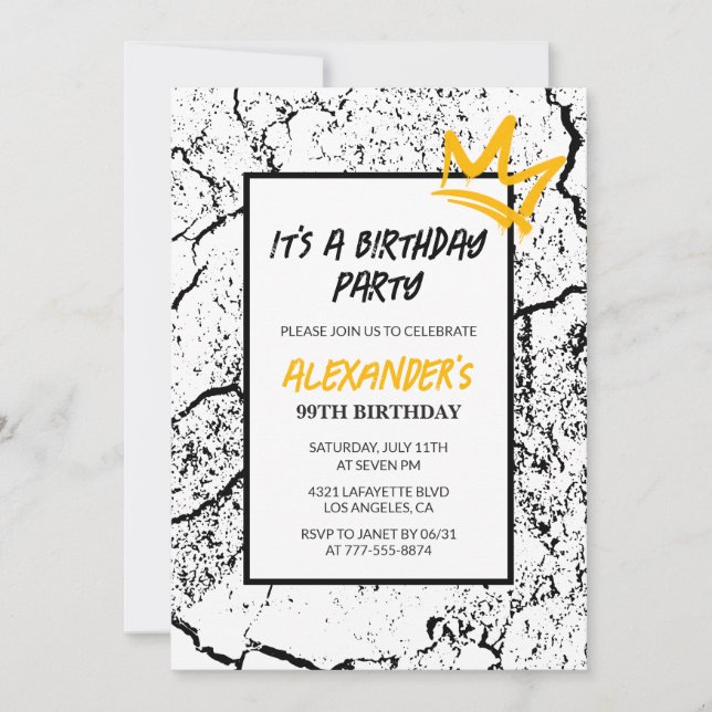 Convites 99.º aniversário de Grafite masculino (Frente)