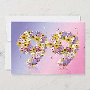 Convites 99.a Festa de aniversário, com letras floridas