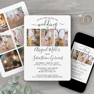 Convites 9 Colagem de Fotos Elegante Caligrafia Moderna Cas