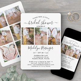 Convites 9 Foto Elegante Chá de panela de Caligrafia Modern