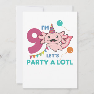 Convites 9.o Aniversário Axolotl 9 anos de idade Axolots Cu