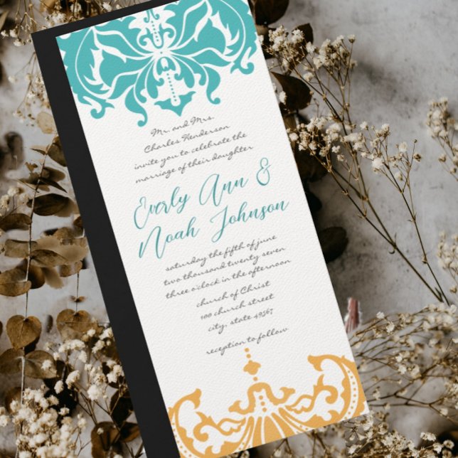 Convites 9 x 4 Cores de Casamento de Primavera Floral Damas (Criador carregado)