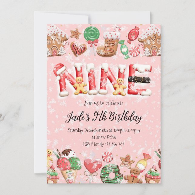 Convites 9th Birthday Christmas Party Invitation (Frente)