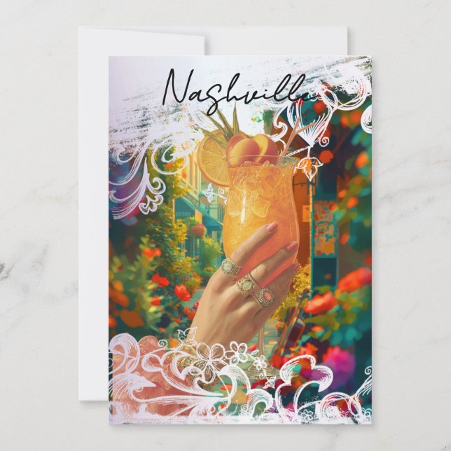 Convites *~* A101 29 FOTO Drink Cocktail Nashville DESPEDID (Frente)