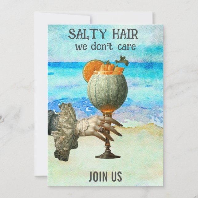 Convites *~*  A101 Coquetel de Praia 12 FOTO PARA NOIVA (Frente)