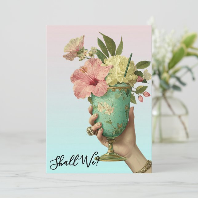 Convites *~* A101 FOTO OmbreCocktail 10 NOIVA (Em pé/Frente)