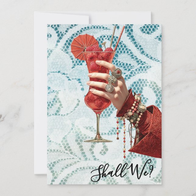 Convites *~* A101 Ornamentado Cocktail FOTO 16 BACHELORETTE (Frente)