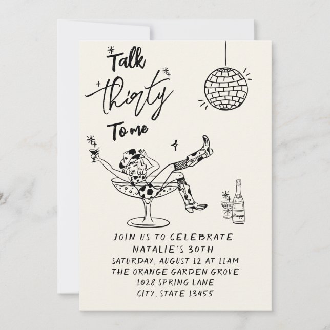 Convites A 30 Retro Garota De Vaca Fala 30 Para Mim Anivers (Frente)