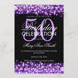 Convites A 50th festa de aniversário elegante Sparkles roxo