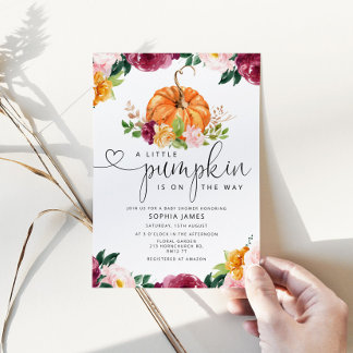 Convites A abóbora está a caminho do chá de fraldas