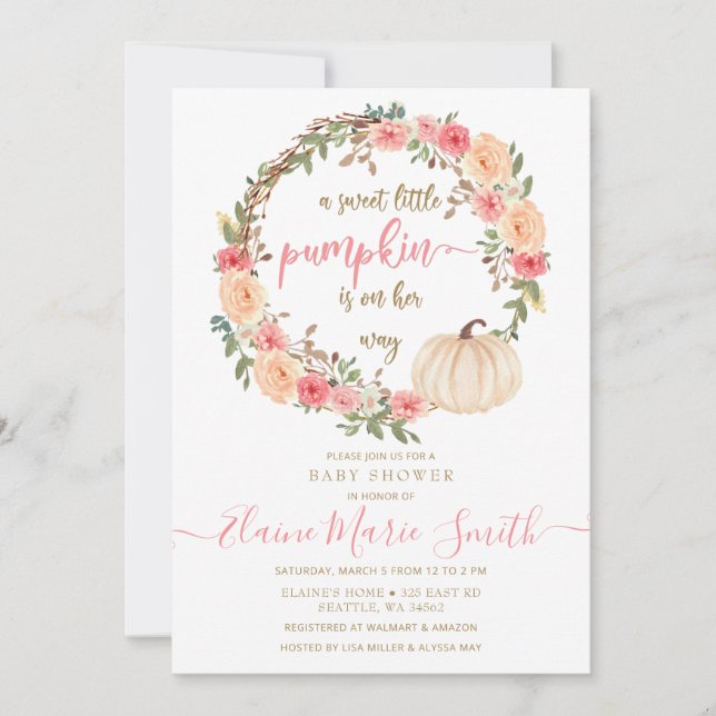 Convites a abóbora está a caminho do chá de fraldas de qued (Frente)