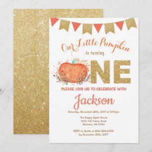 Convites A Abóbora Pumpkin Cai Aniversário Convoca Dourad