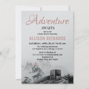 Convites A Adventure aguarda o chá de fraldas viagem das m