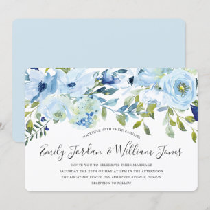 Convites A aguarela dos azuis bebés floresce o casamento n