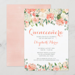 Convites A aguarela Pastel floresce Quinceañera