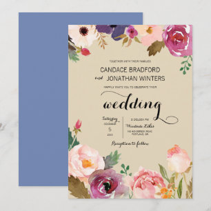 Convites A aguarela rústica de Boho floresce o casamento