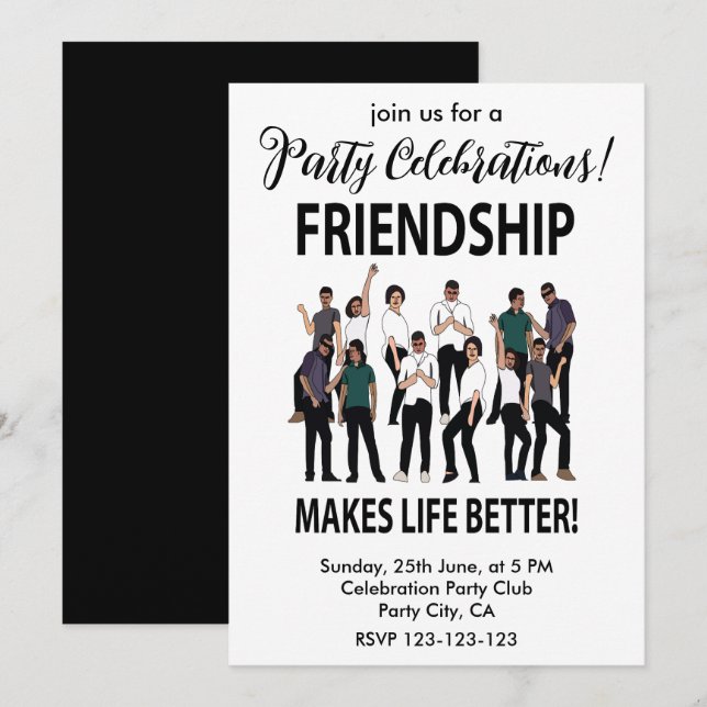 Convites A Amizade Torna a Vida Melhor Festa da Amizade (Frente/Verso)