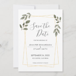 Convites A aquarela moderna deixa uma moldura dourada Salva