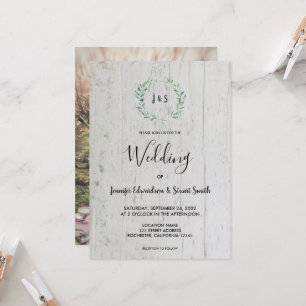Convites A aquarela russa deixa foto de monograma Casamento
