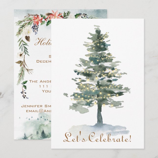 Convites A árvore de floresta mágica ilumina a festa de (Frente/Verso)