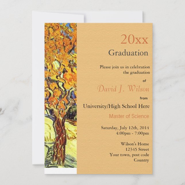 Convites A Árvore de Morango, graduação de Vincent van Gogh (Frente)