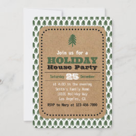 Convites à Árvore de Natal Verde e Branco Modernos