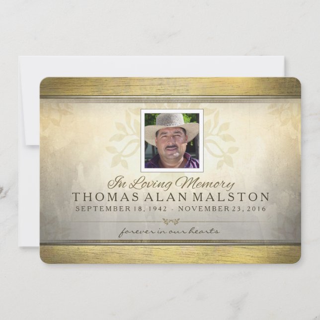 Convites A árvore dourada da foto da cerimonia comemorativa (Frente)