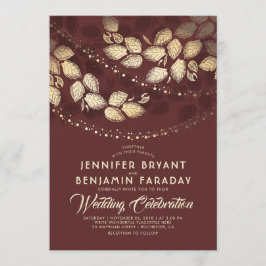 Convites A árvore Dourado ilumina o casamento elegante de |