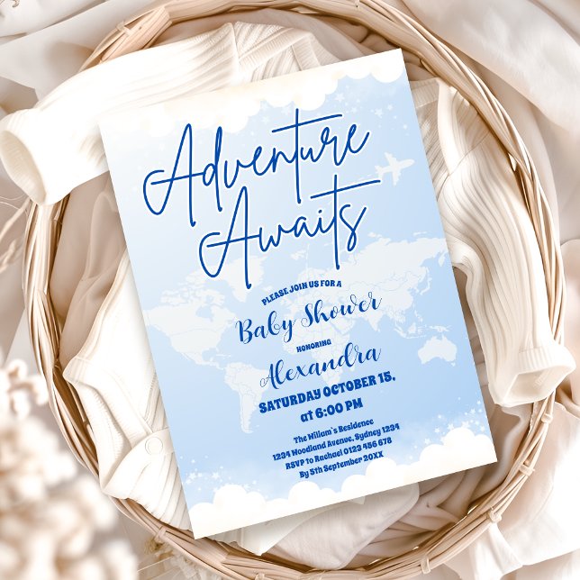 Convites A Aventura Aguarda Chá de fraldas Neutro de Gênero (Criador carregado)