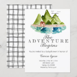 Convites A aventura começa o chá de fraldas do moutain