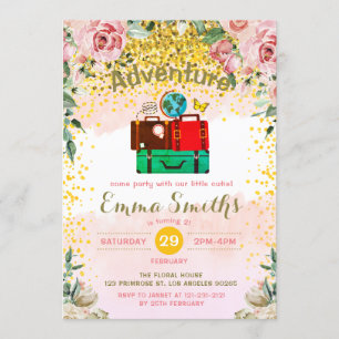 Convites A Aventura De Florais Blush Começa A Bagagem De A