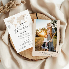 Convites A aventura do viagem do Mapa Mundial começa o chá