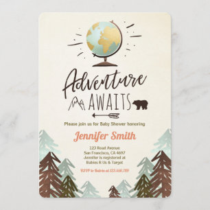 Convites A aventura espera o chá de fraldas convida o