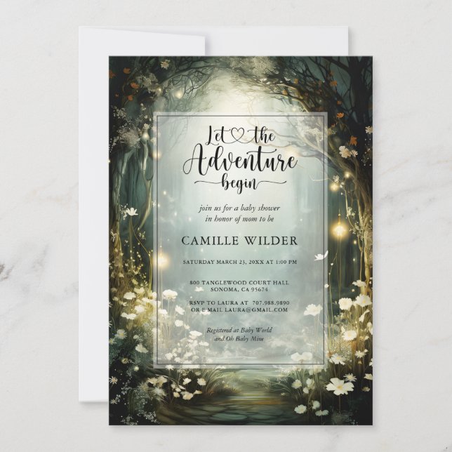 Convites A aventura florestal entalada inicia o Chá de fral (Frente)