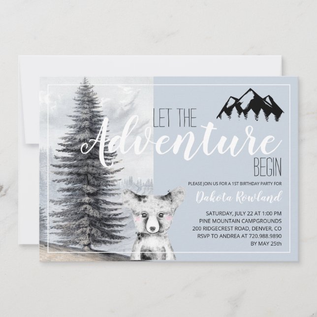 Convites A Aventura primeiro aniversario Espera O Urso Da M (Frente)