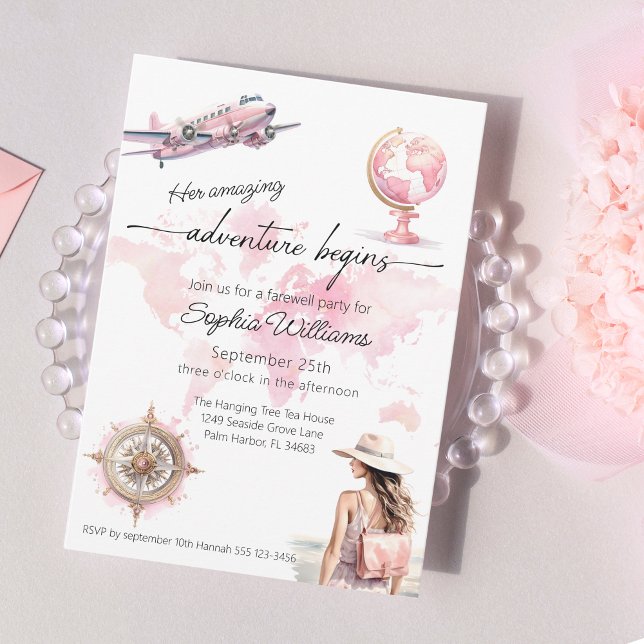 Convites A aventura viagem mundial do partido de despedida  (Criador carregado)