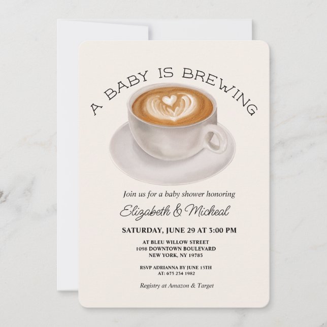 Convites A Baby is Brewing Baby Shower Invitation (Frente)