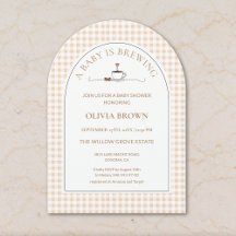 A Baby Is Brewing Gingham Coffee Baby Shower