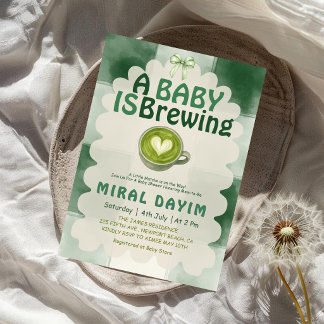 Convites A Baby Is Brewing Green Tea Matcha Baby Shower