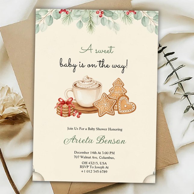 Convites A baby shower invitation with delicate floral (Criador carregado)