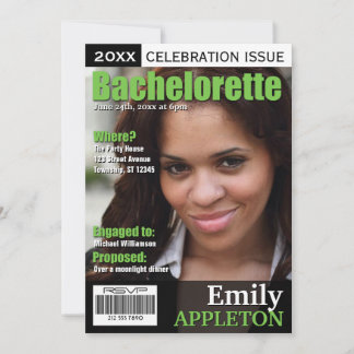 Convites à Bachelorette Verde Cobrir da Revista