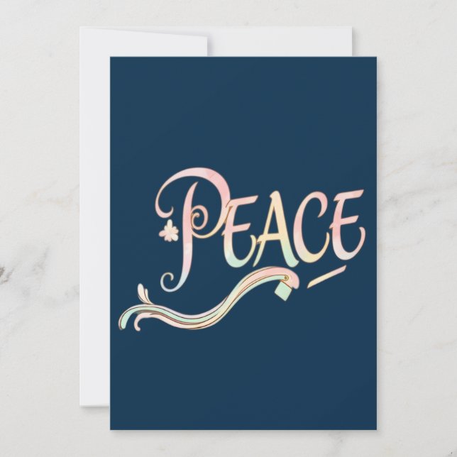 Convites A beautiful, flowing script of the word "Peace" fe (Frente)