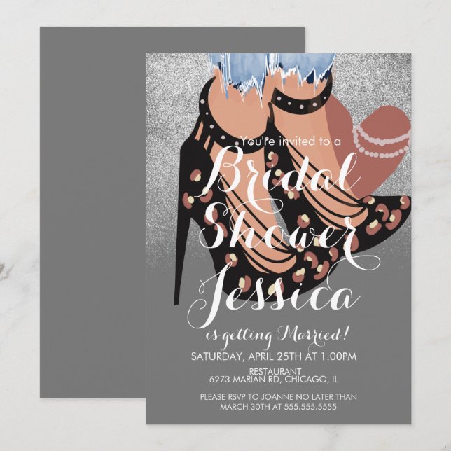 Convites A Beleza da Moda Heels Jeans Cinzas (Frente/Verso)