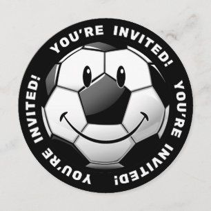 Convites A bola de futebol lustrosa de sorriso convida