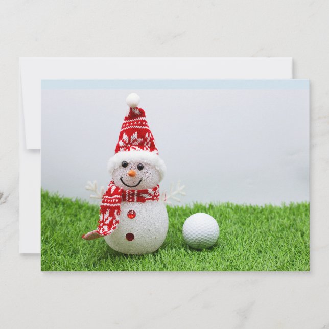 Convites A bola de golfe com Snowman é para o Natal do Golf (Frente)