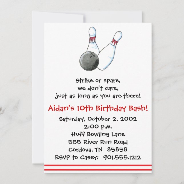 Convites à Boliche (Frente)