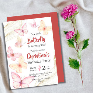 Convites A borboleta temia a felicidade do segundo aniversá