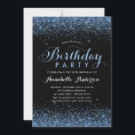 Convites A Brilhante Azul Negra Moderna Desperta Qualquer I<br><div class="desc">Cláusula Elegante Elegante de Estilha Marinho Azul Brilhante Glam Moderna Qualquer Convite Aniversário De Idade</div>